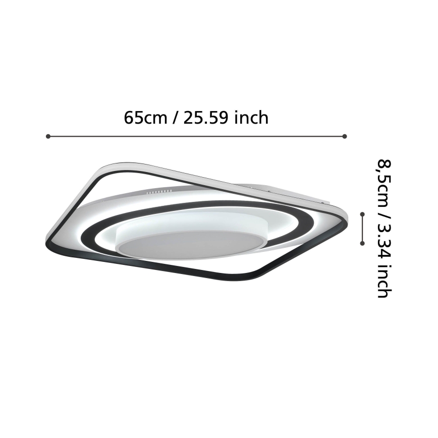 Eglo - Plafón LED regulable LED/28W/230V+LED/13W+ LED/2,8W 3000-6500K negro + control remoto