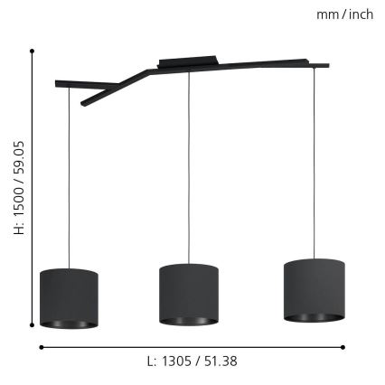 Eglo - Lámpara de araña de cable 3xE27/40W/230V