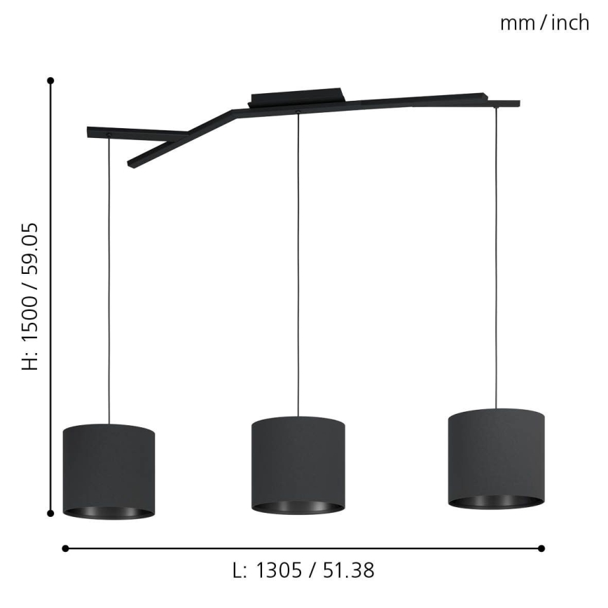 Eglo - Lámpara de araña de cable 3xE27/40W/230V