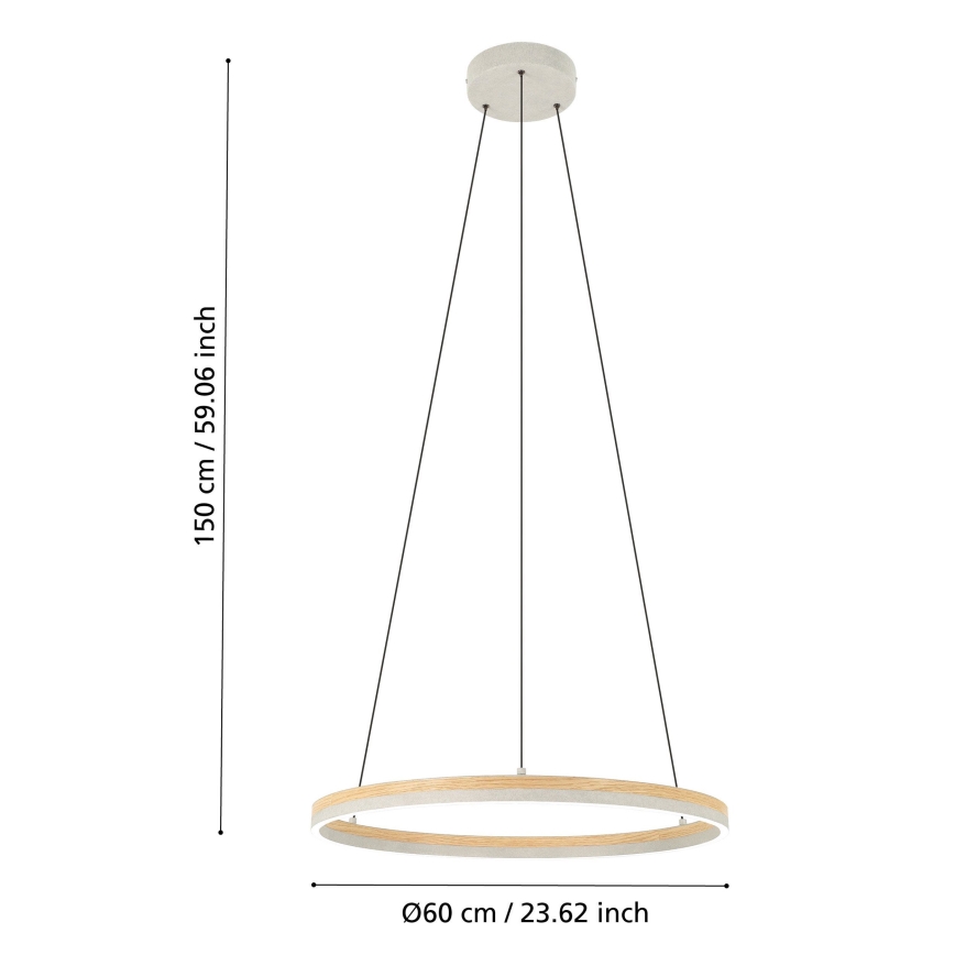 Eglo - Lámpara de araña LED regulable LED/36W/230V 3000K gris/roble