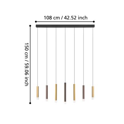 Eglo - Lámpara de araña LED regulable 7xLED/3,1W/230V 3000K antracita/dorado