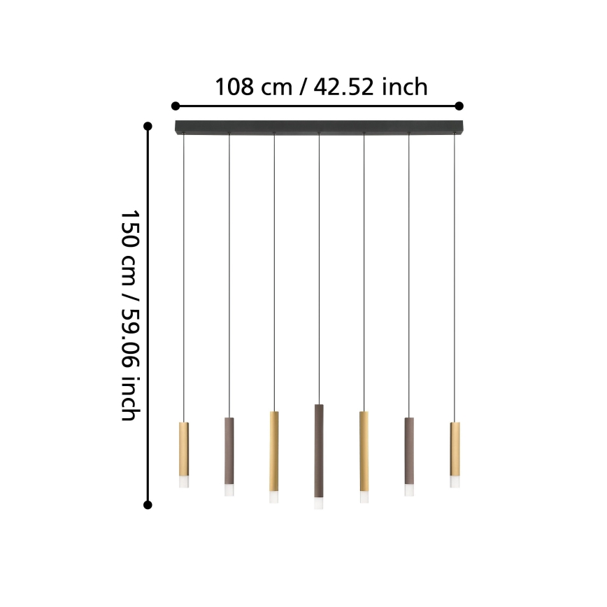 Eglo - Lámpara de araña LED regulable 7xLED/3,1W/230V 3000K antracita/dorado