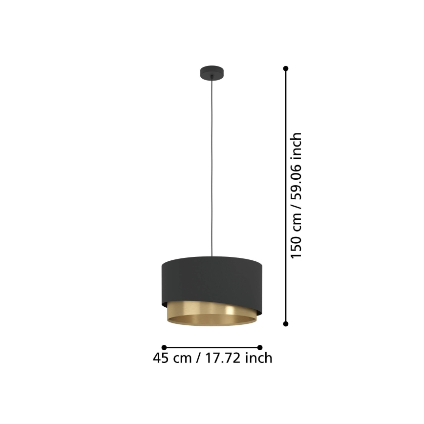Eglo - Lámpara colgante 1xE27/40W/230V negro/dorado