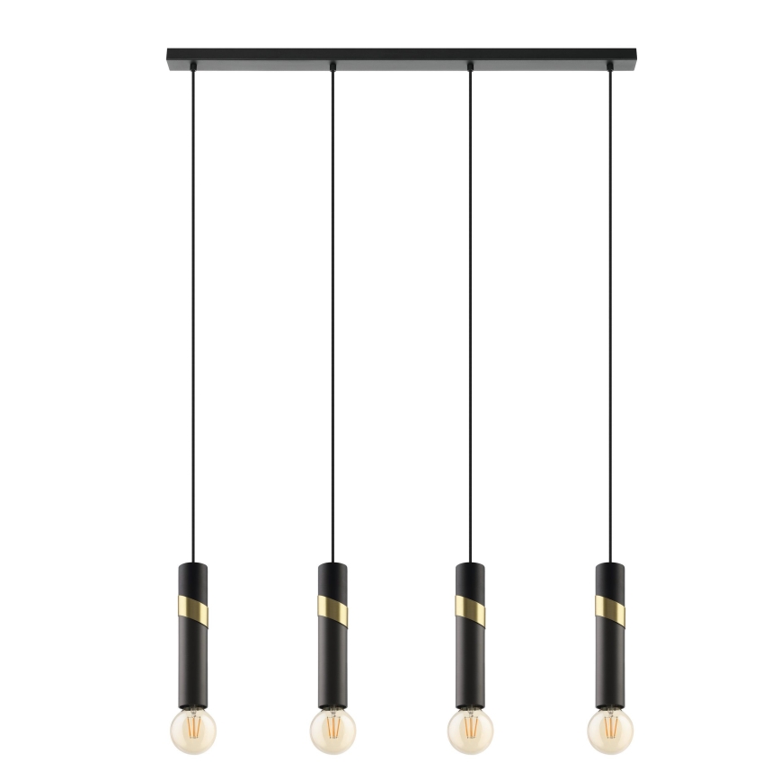 Eglo - Lámpara colgante 4xE27/40W/230V negro/dorado