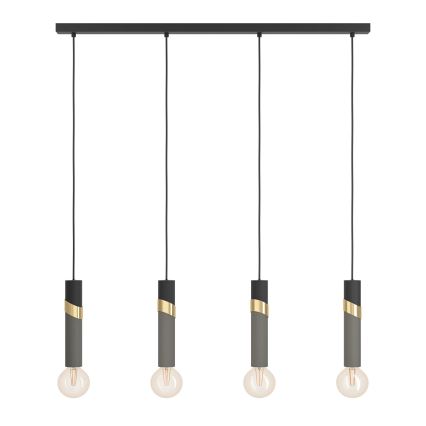 Eglo - Lámpara colgante 4xE27/40W/230V negro/dorado