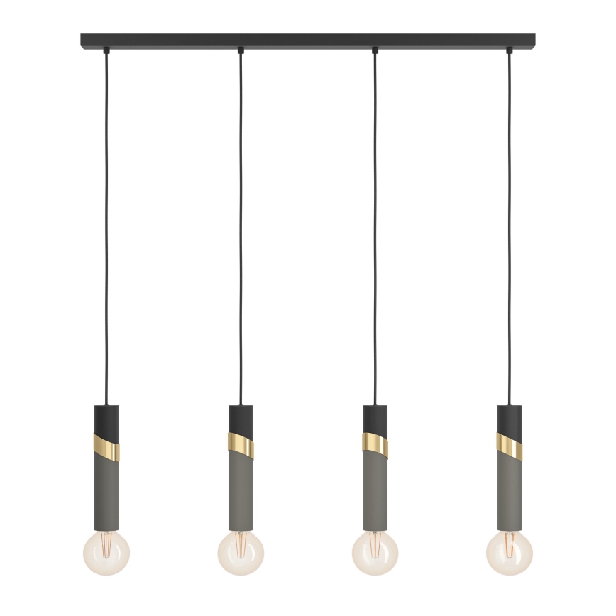 Eglo - Lámpara colgante 4xE27/40W/230V negro/dorado