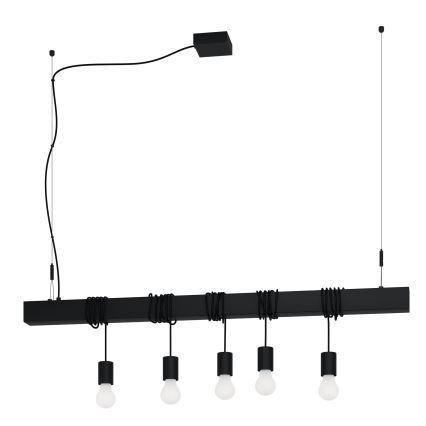 Eglo - Lámpara colgante TOWNSHEND 5xE27/40W/230V negro