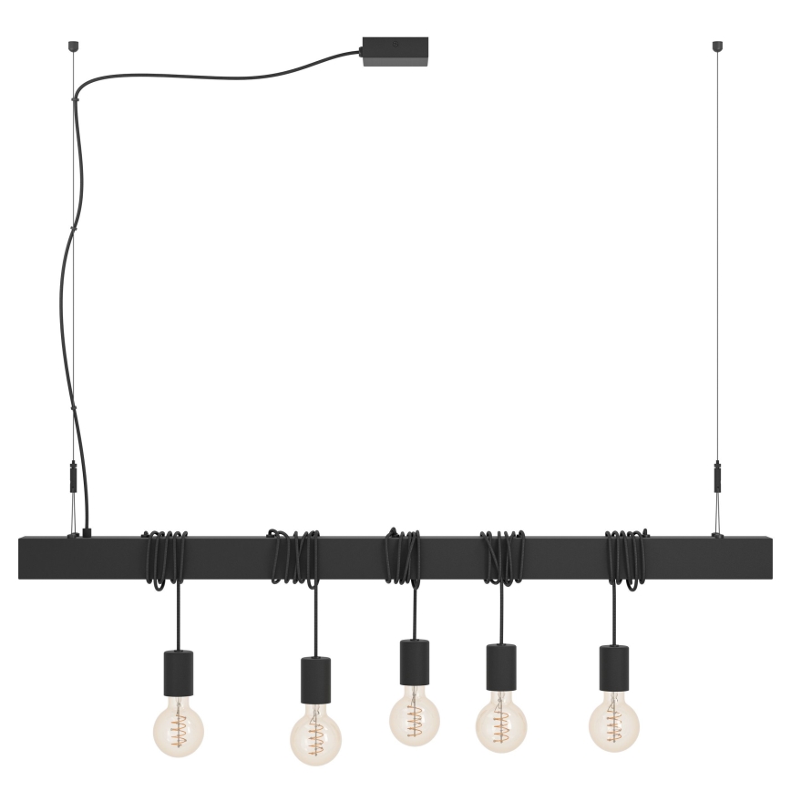 Eglo - Lámpara colgante TOWNSHEND 5xE27/40W/230V negro