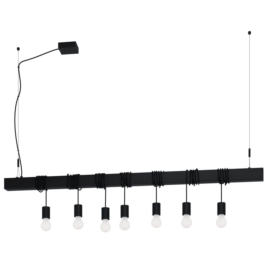 Eglo - Lámpara colgante TOWNSHEND 7xE27/40W/230V negro