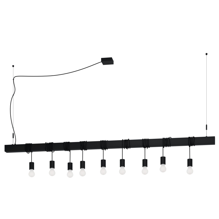 Eglo - Lámpara colgante TOWNSHEND 9xE27/40W/230V negro