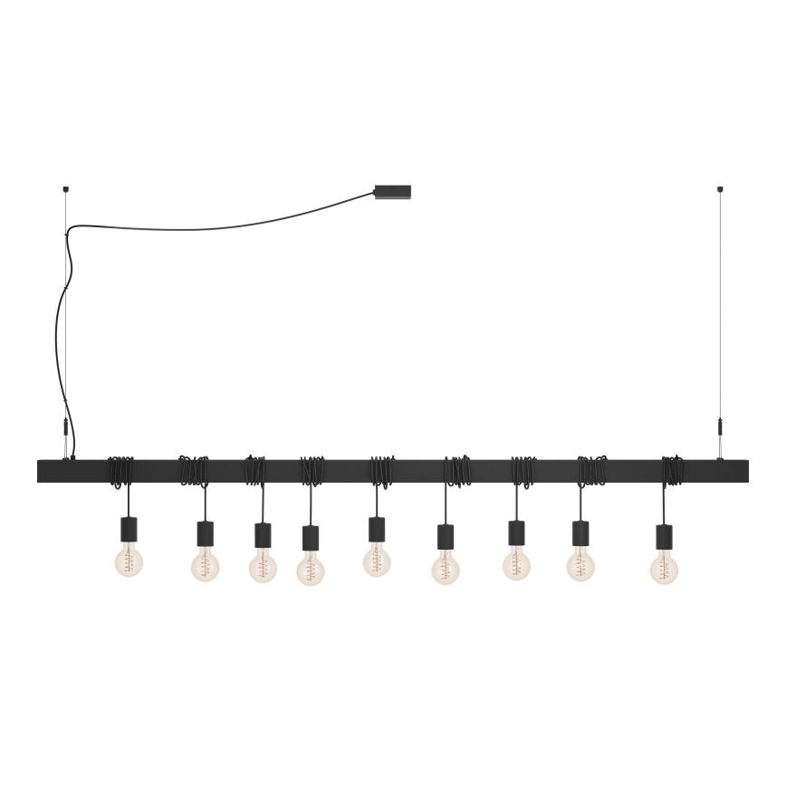 Eglo - Lámpara colgante TOWNSHEND 9xE27/40W/230V negro