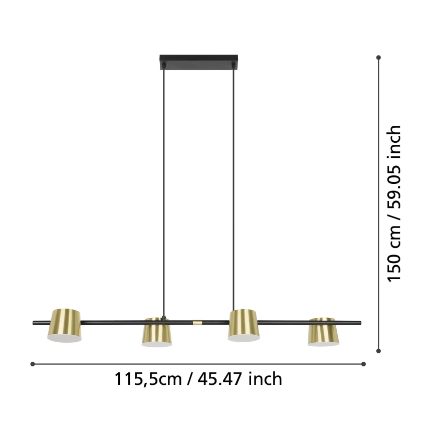Eglo - Lámpara LED colgante 4xGU10/4,6W/230V 3000K dorado
