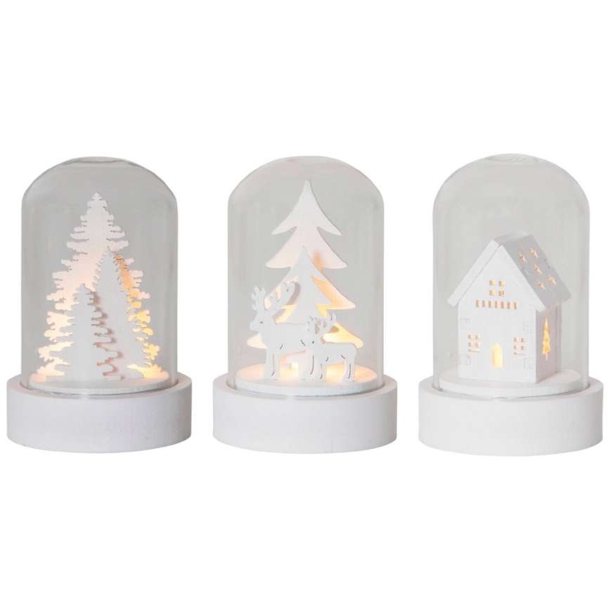 Eglo - SET 3x Decoración de Navidad LED 1xLED/0,06W/1xCR2032 blanco