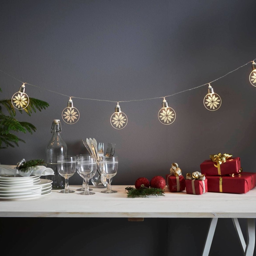 Eglo 411112 - Cadena de luces de Navidad LED ORNAMENT 10xLED/3xAA 1,8m blanco cálido