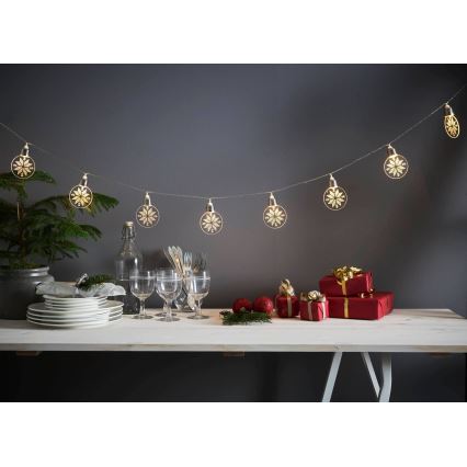Eglo 411112 - Cadena de luces de Navidad LED ORNAMENT 10xLED/3xAA 1,8m blanco cálido