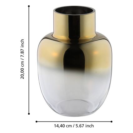 Eglo - Jarrón de cristal 20x14,4 cm dorado
