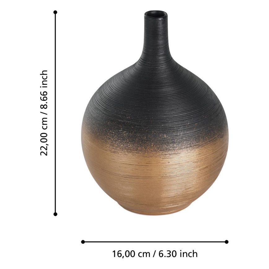 Eglo - Jarrón de ceramica 22x16 cm negro/dorado