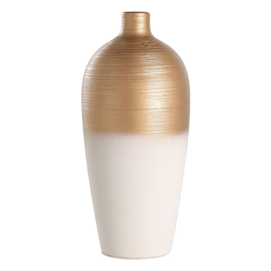 Eglo - Jarrón de ceramica 28x15 cm blanco/dorado