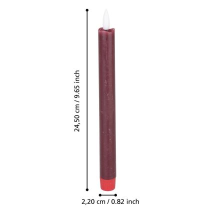 Eglo - JUEGO 2x Vela LED LED/1xAAA 24,5 cm rojo