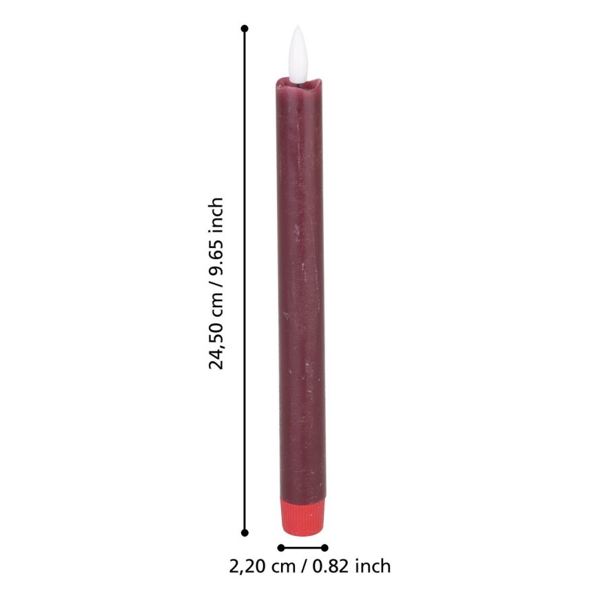 Eglo - JUEGO 2x Vela LED LED/1xAAA 24,5 cm rojo