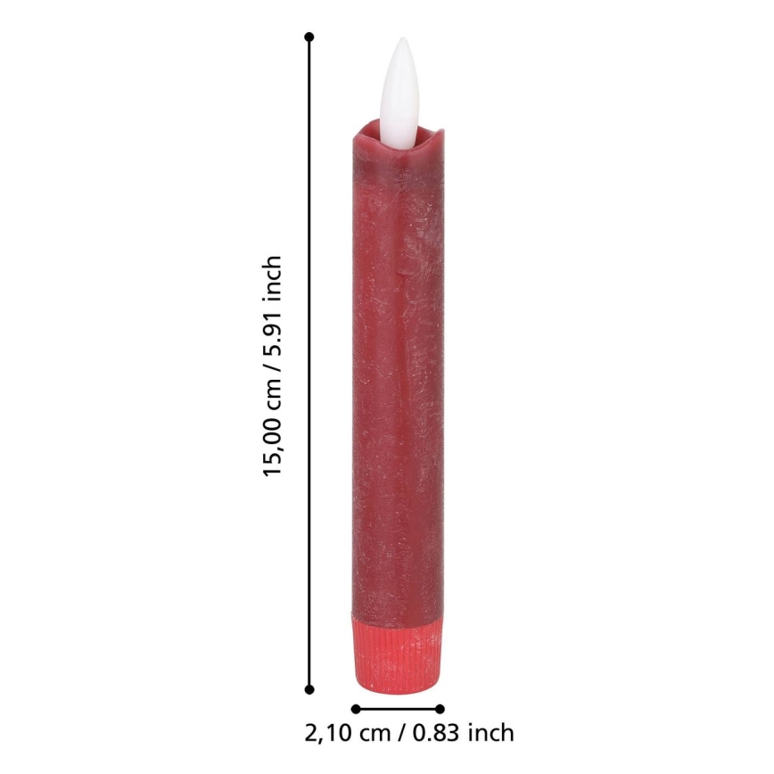 Eglo - JUEGO 2x Vela LED LED/1xAAA 15 cm rojo