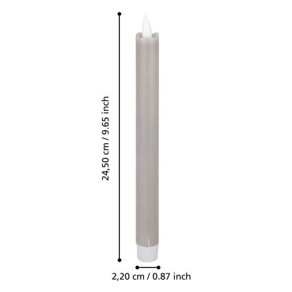Eglo - JUEGO 2x Vela LED LED/1xAAA 24,5 cm gris