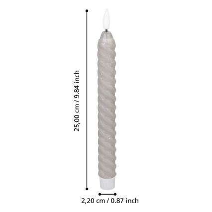 Eglo - JUEGO 2x Vela LED LED/1xAAA 25 cm gris