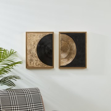 Eglo 423034 - SET 2x Pintura ROBERVAL 43x33 cm negro/dorado