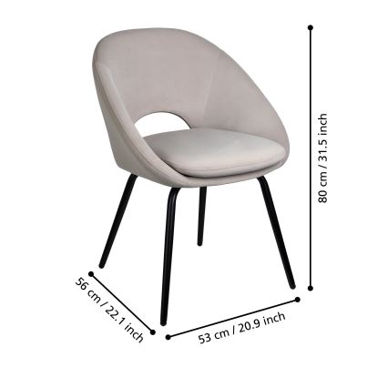 Eglo - Silla de comedor 80x56 cm gris