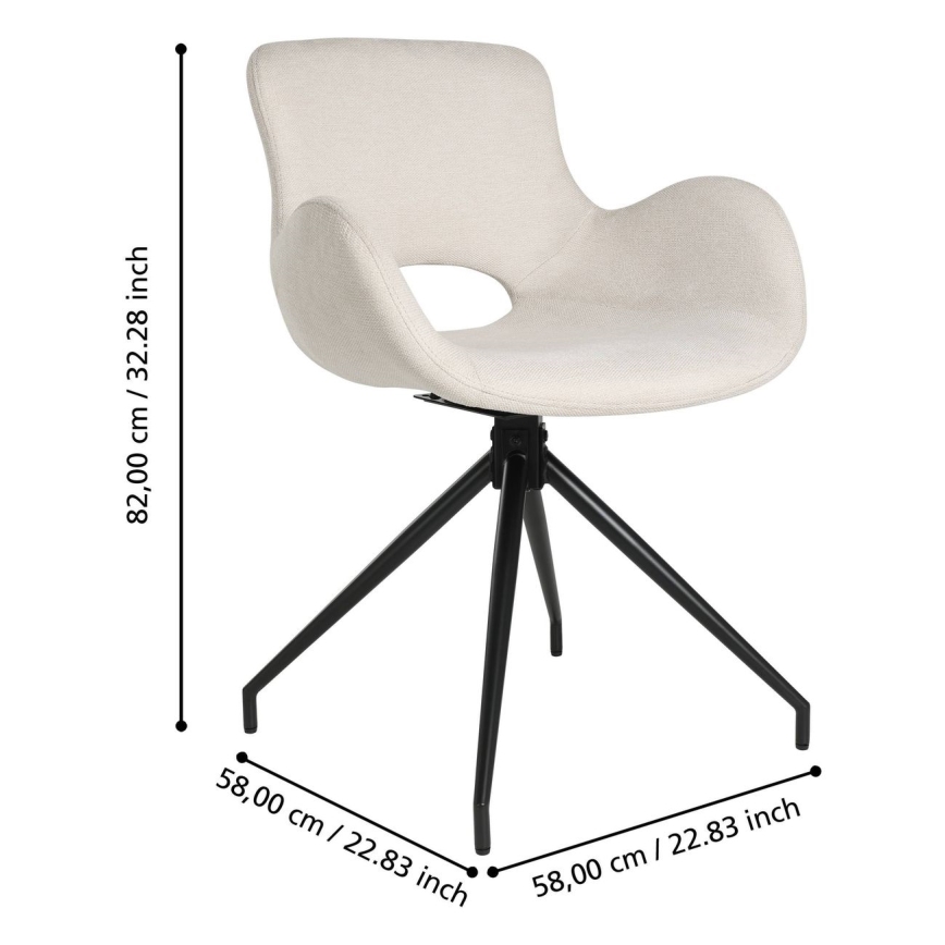 Eglo - Silla de comedor 82x58 cm color crema/negro