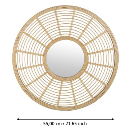 Eglo - Espejo de pared diá. 55 cm bambú