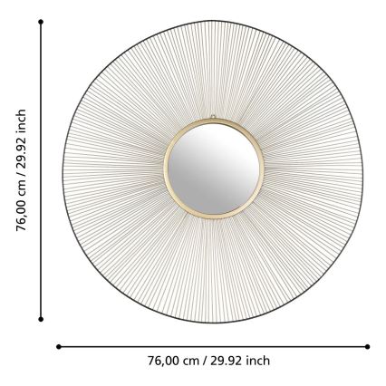 Eglo - Espejo de pared diá. 76 cm dorado/negro