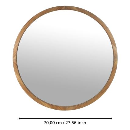 Eglo - Espejo de pared diá. 70 cm marrón