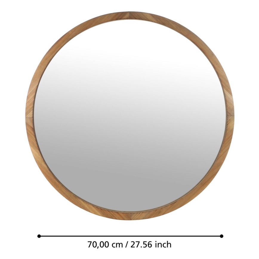 Eglo - Espejo de pared diá. 70 cm marrón