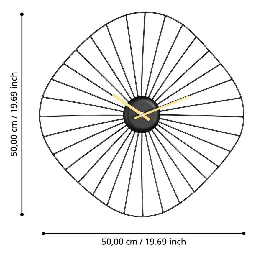 Eglo - Reloj de pared 1xAA 50x50 cm negro