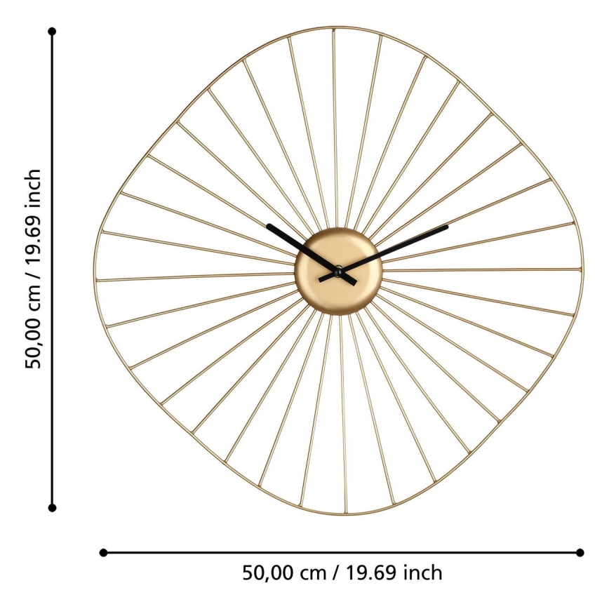 Eglo - Reloj de pared 1xAA 50x50 cm dorado