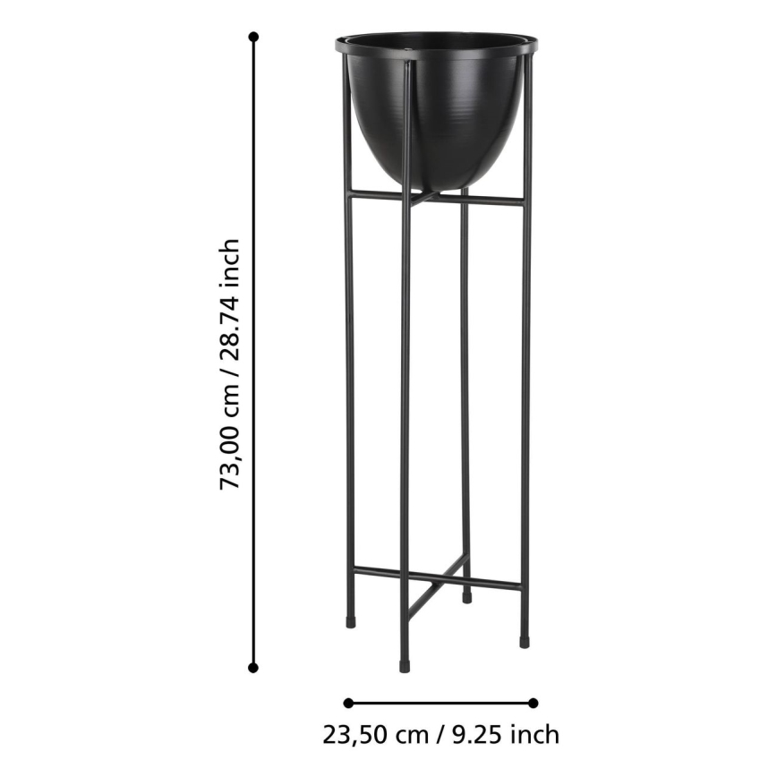 Eglo - Maceta de metal 73x23,5 cm negro