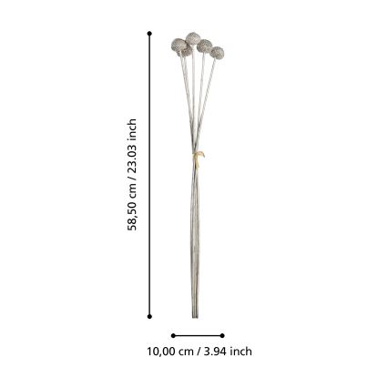 Eglo - Flor artificial 58,5 cm plata