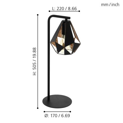 Eglo - Lámpara de mesa 1xE27/60W/230V