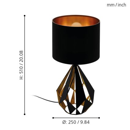 Eglo - Lámpara de mesa 1xE27/60W/230V