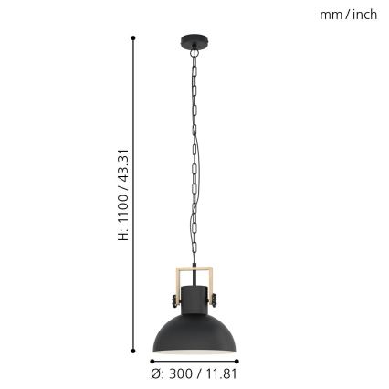 Eglo - Lámpara colgante con cadena 1xE27/28W/230V