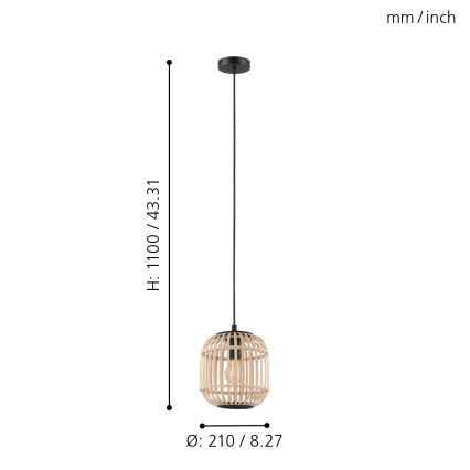 Eglo 43231 - Lámpara colgante BORDESLEY 1xE27/28W/230V diá. 210mm