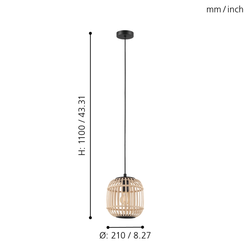 Eglo 43231 - Lámpara colgante BORDESLEY 1xE27/28W/230V diá. 210mm