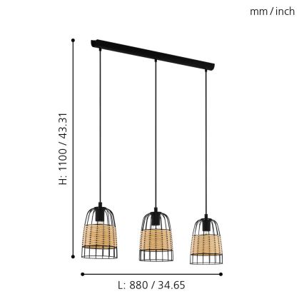 Eglo - Lámpara colgante 3xE27/40W/230V