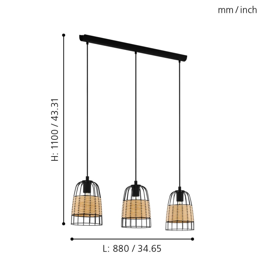 Eglo - Lámpara colgante 3xE27/40W/230V
