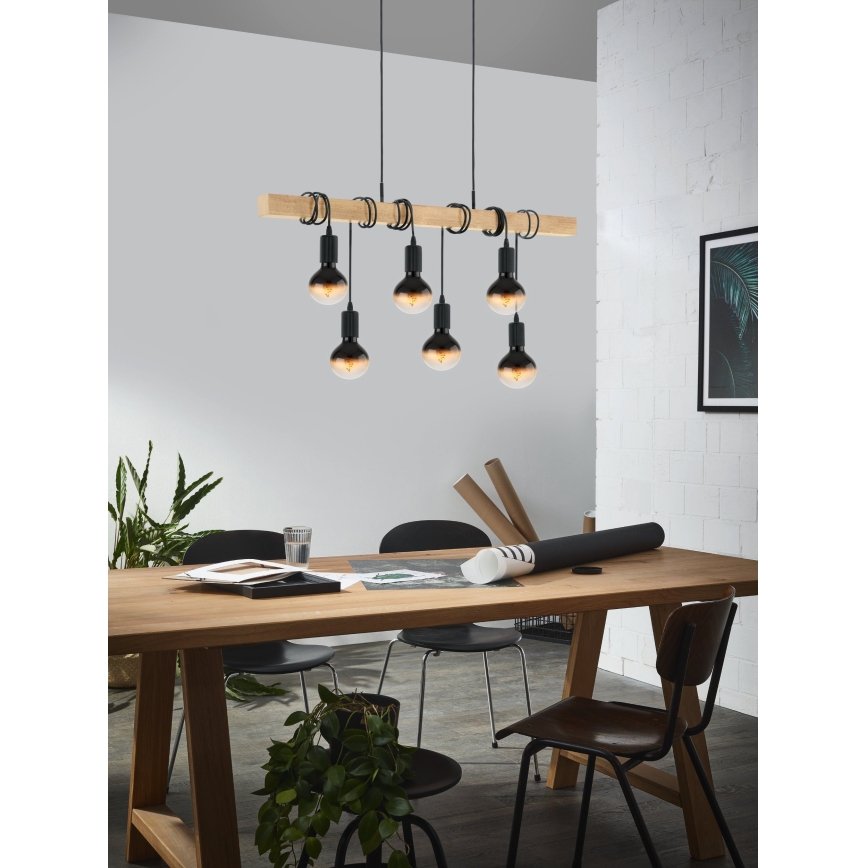 Eglo - Lámpara colgante TOWNSHEND 6xE27/60W/230V