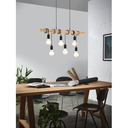 Eglo - Lámpara colgante TOWNSHEND 6xE27/60W/230V