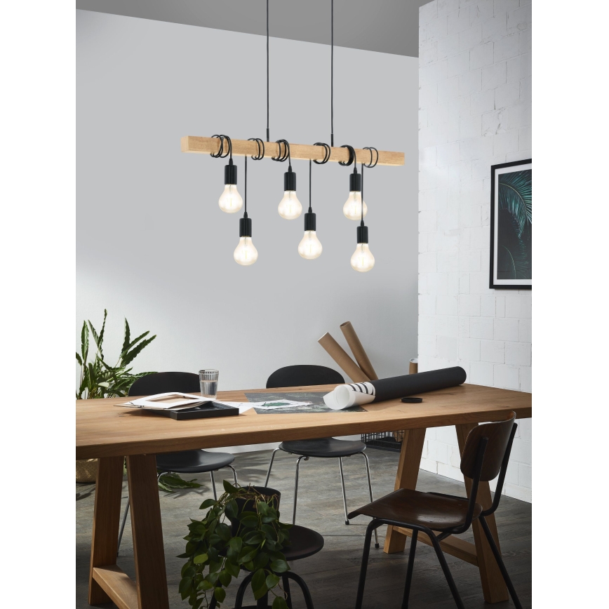 Eglo - Lámpara colgante TOWNSHEND 6xE27/60W/230V