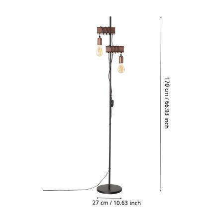 Eglo - Lámpara de pie TOWNSHEND 2xE27/10W/230V