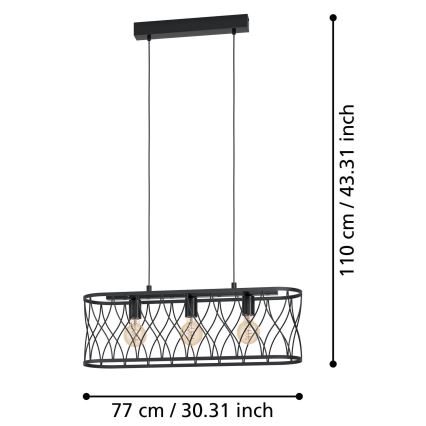 Eglo - Lámpara colgante 3xE27/40W/230V
